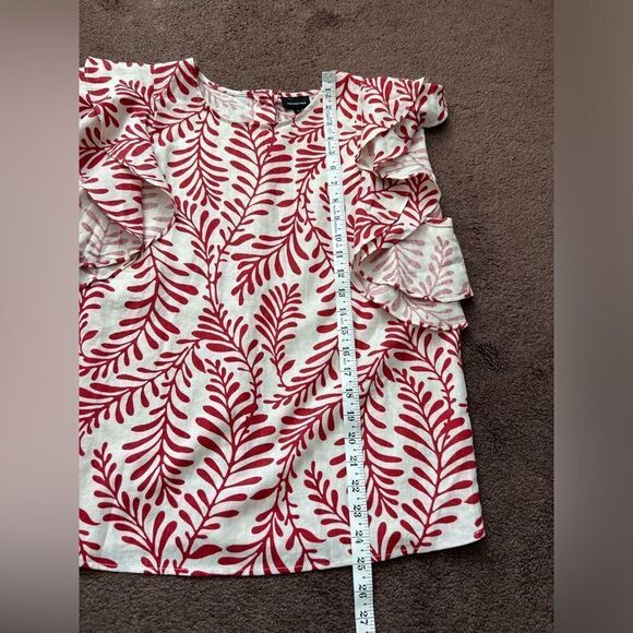 Who What Wear Linen Blend Ruffle Sleeve Top - Picture 8 of 8